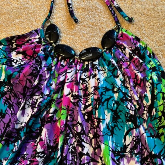 BCX Halter Top Size M Turquoise/Purple/Black/Cream - Picture 3 of 7